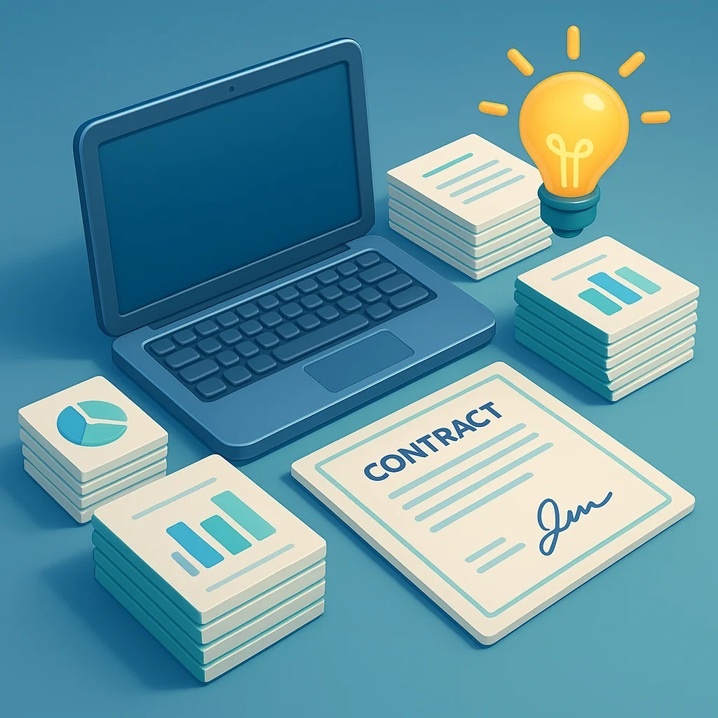 Ilustração de documentos e produtividade